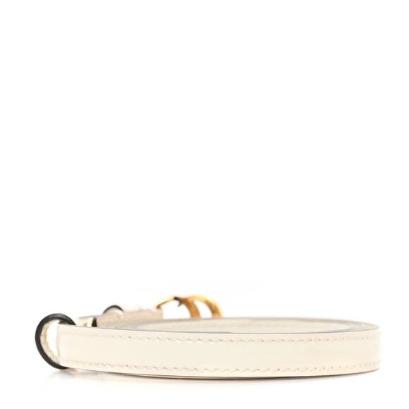 NEW GUCCI Cream Thin Patent Leather Marmont Double G Belt 707327